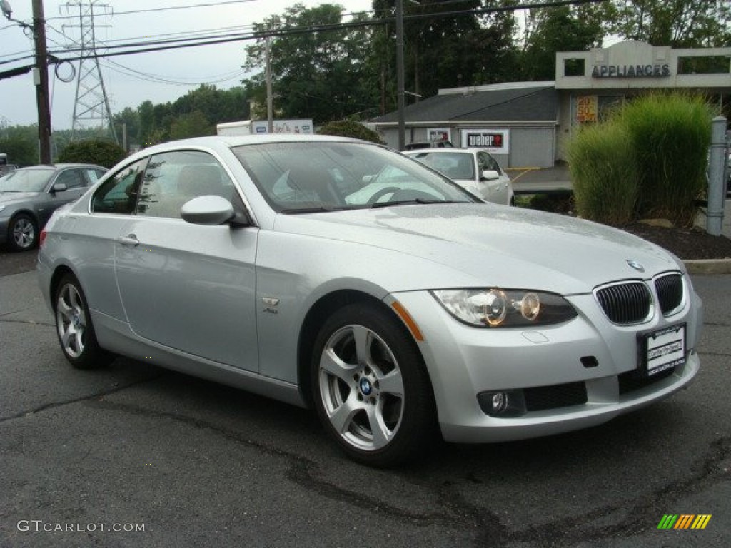 2009 3 Series 328xi Coupe - Titanium Silver Metallic / Coral Red/Black Dakota Leather photo #3