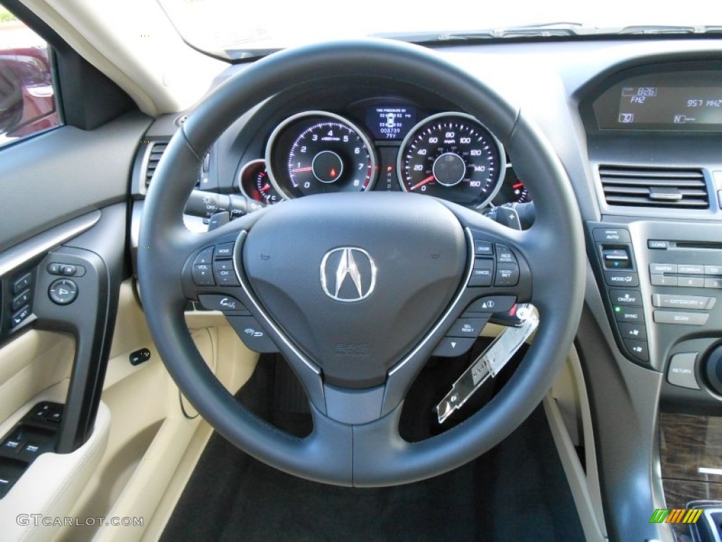 2012 Acura TL 3.5 Parchment Steering Wheel Photo #69981403