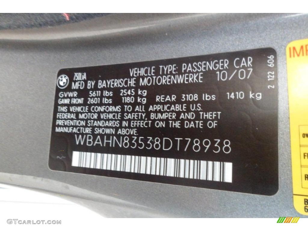 2008 7 Series 750Li Sedan - Moonstone Metallic / Black photo #42