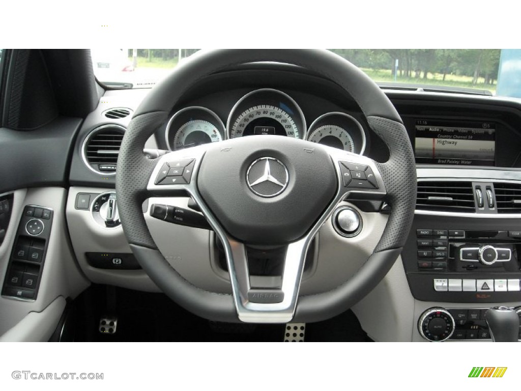 2013 Mercedes-Benz C 350 Sport Ash/Black Steering Wheel Photo #69982633