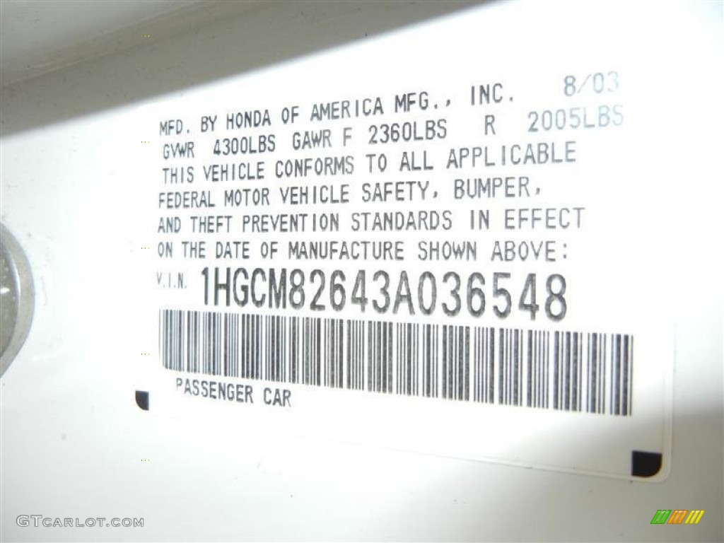 2003 Accord EX V6 Coupe - Taffeta White / Ivory photo #18
