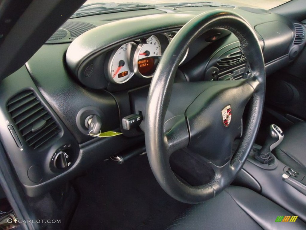 2002 Porsche Boxster S Black Steering Wheel Photo #69988234