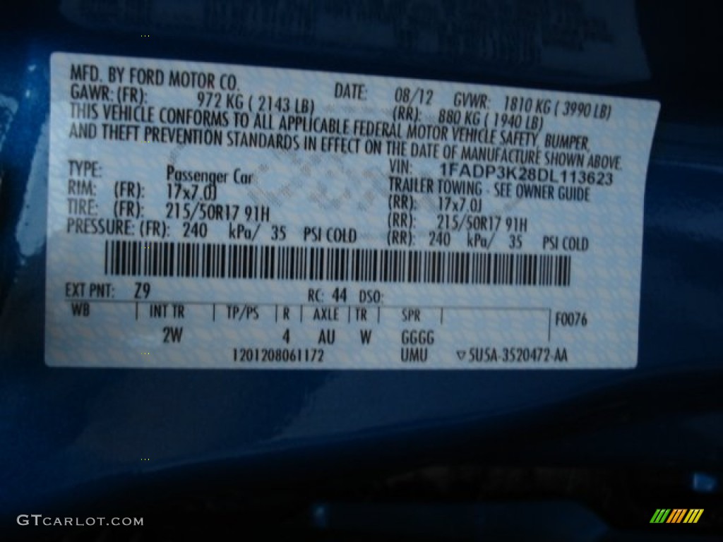 2013 Focus Color Code Z9 for Blue Candy Photo #69995421
