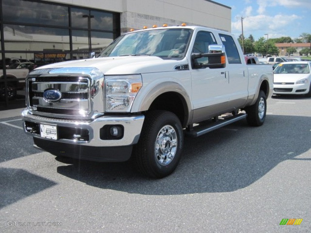 2012 F250 Super Duty Lariat Crew Cab 4x4 - Oxford White / Adobe photo #2