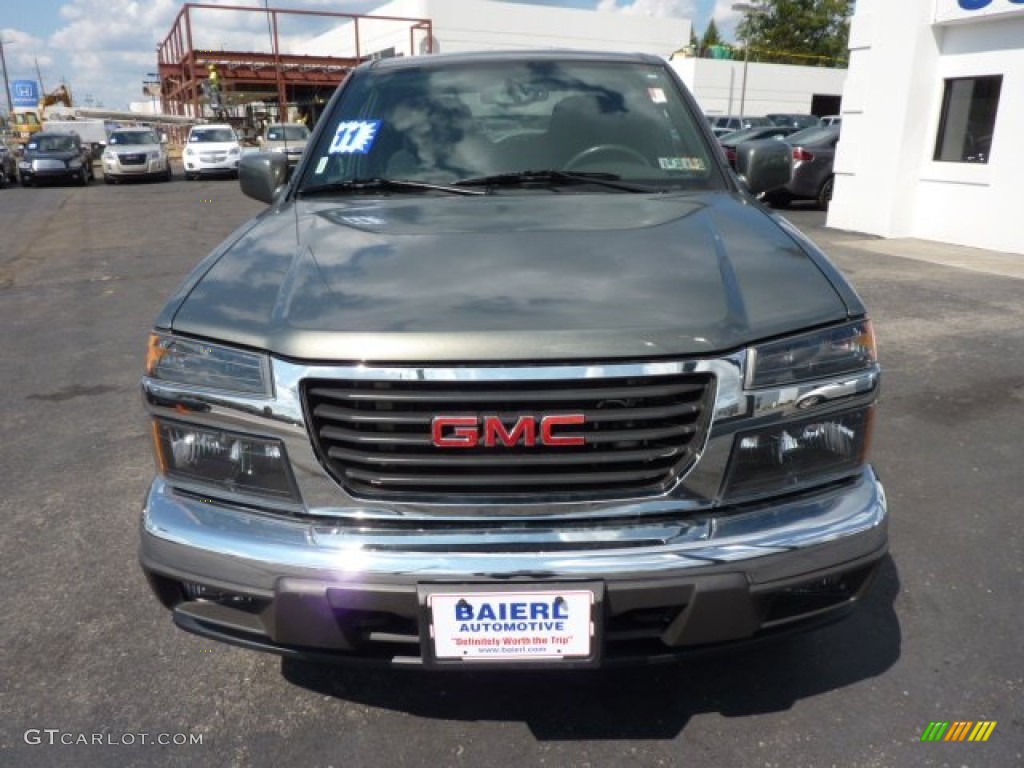 2011 Canyon SLE Crew Cab 4x4 - Gray Green Metallic / Ebony photo #2