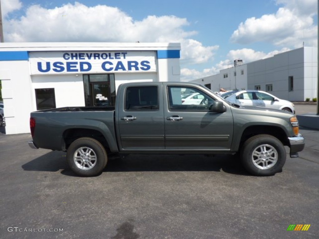 2011 Canyon SLE Crew Cab 4x4 - Gray Green Metallic / Ebony photo #8