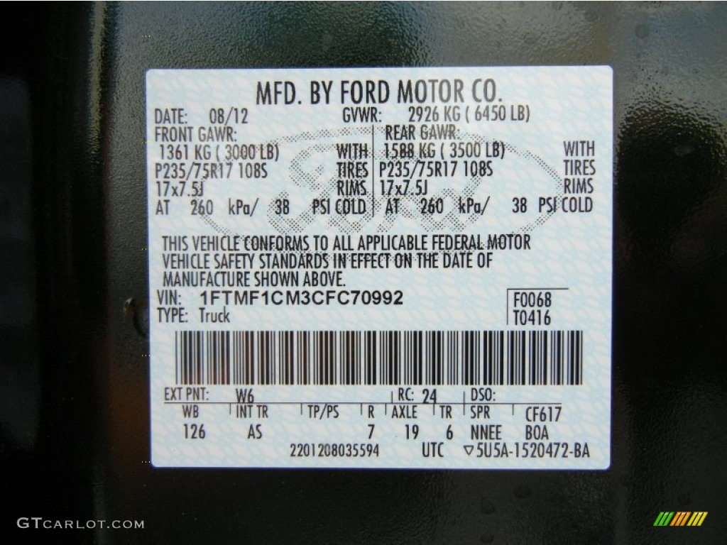 2012 F150 Color Code W6 for Green Gem Metallic Photo #70001507