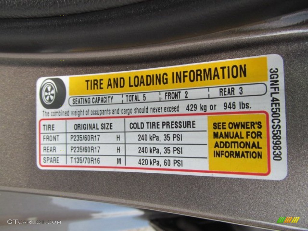 2012 Chevrolet Captiva Sport LTZ AWD Info Tag Photo #70005975