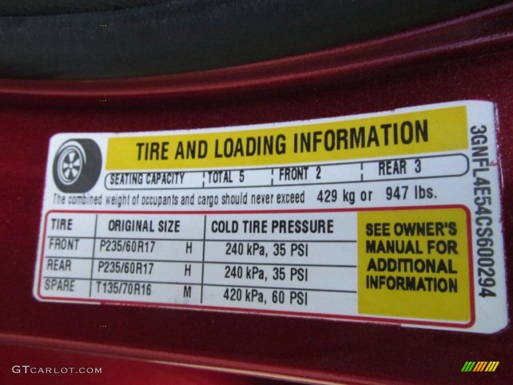 2012 Chevrolet Captiva Sport LTZ AWD Info Tag Photo #70006448