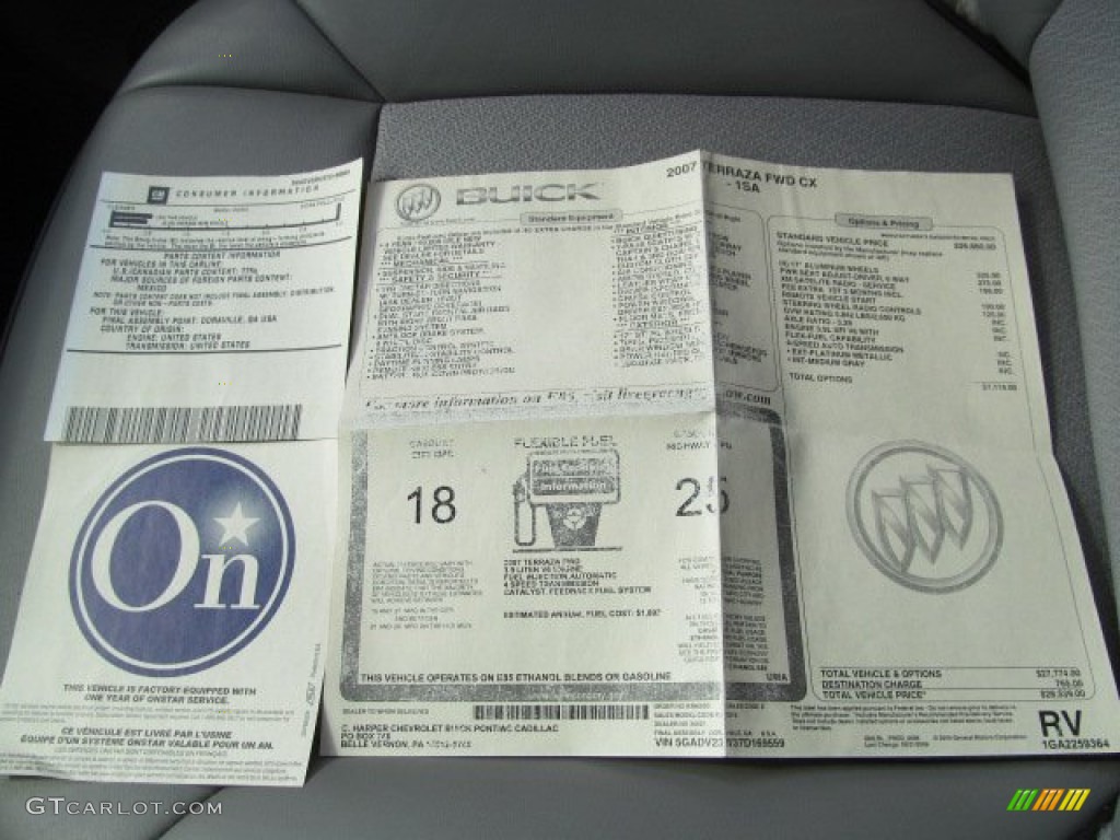 2007 Buick Terraza CX Window Sticker Photo #70007528