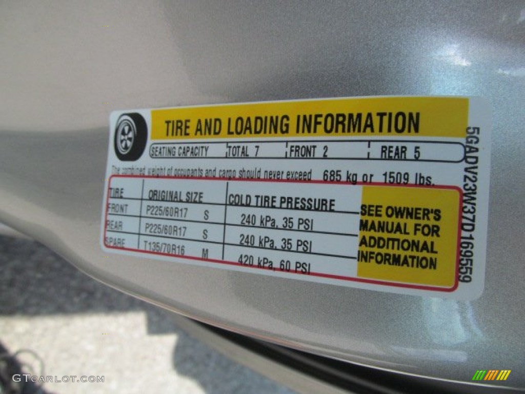 2007 Buick Terraza CX Info Tag Photo #70007552