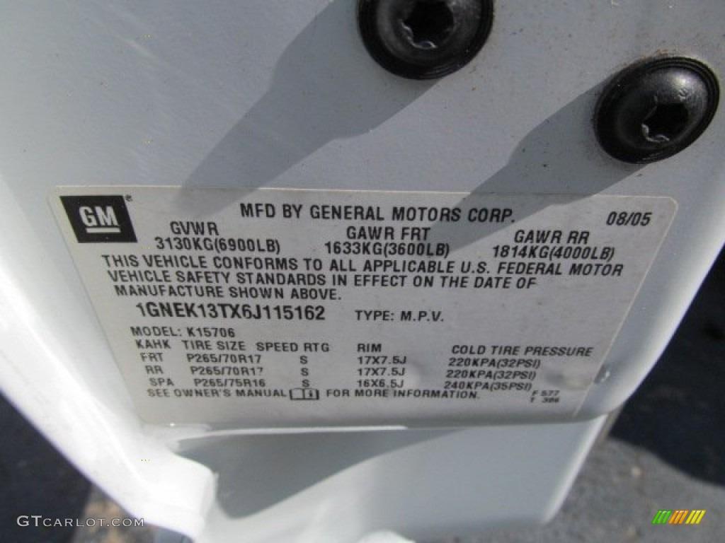 2006 Tahoe LT 4x4 - Summit White / Gray/Dark Charcoal photo #38