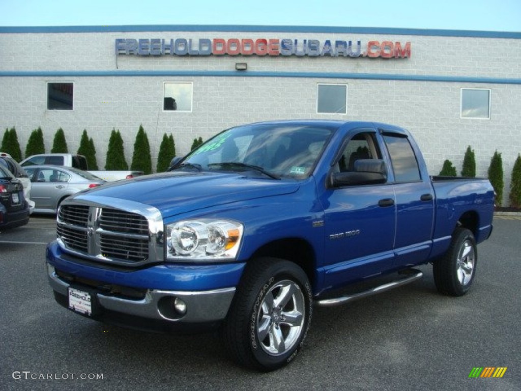 2007 Ram 1500 SLT Quad Cab 4x4 - Electric Blue Pearl / Medium Slate Gray photo #1