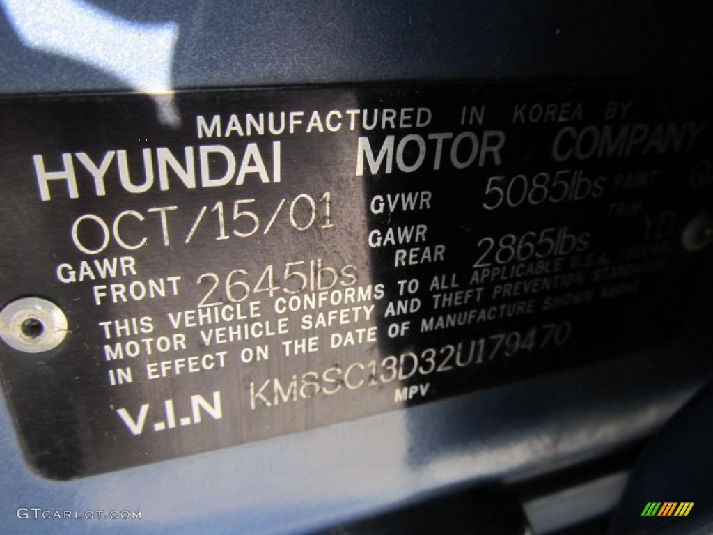 2002 Santa Fe GLS - Crystal Blue / Gray photo #14