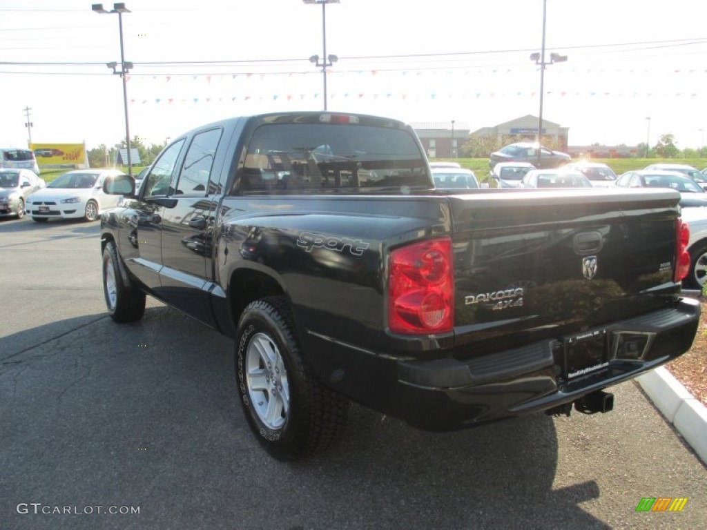 2008 Dakota Sport Crew Cab 4x4 - Brilliant Black / Dark Slate Gray/Medium Slate Gray photo #2