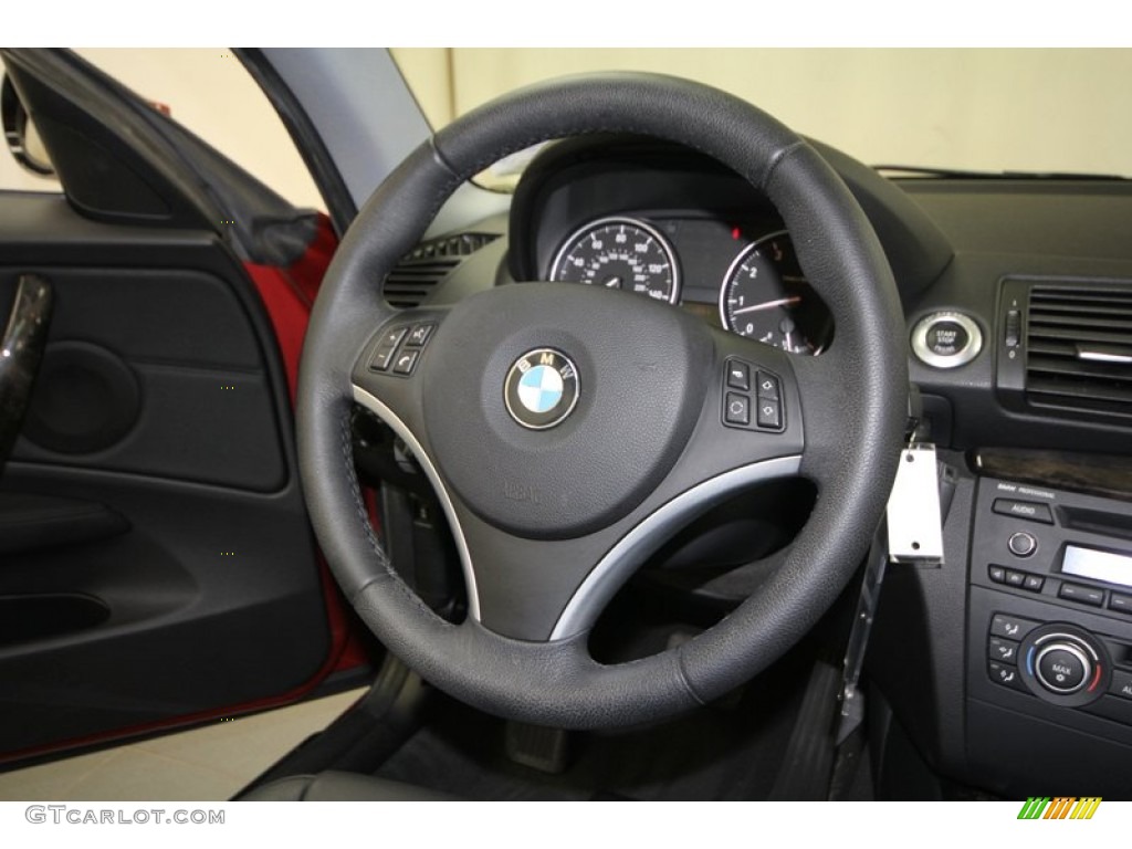 2009 BMW 1 Series 128i Coupe Black Steering Wheel Photo #70022226