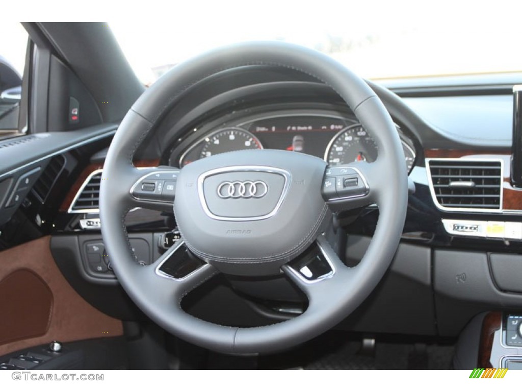 2013 Audi A8 L 4.0T quattro Nougat Brown Steering Wheel Photo #70023466