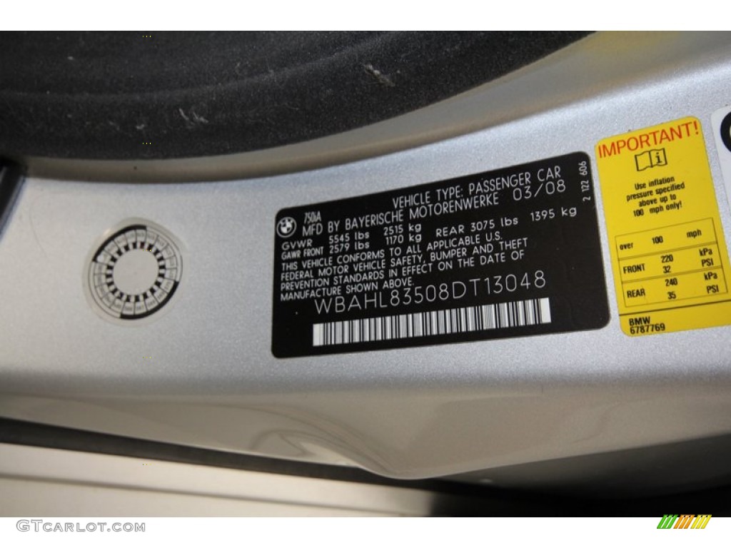 2008 7 Series 750i Sedan - Titanium Silver Metallic / Black photo #11