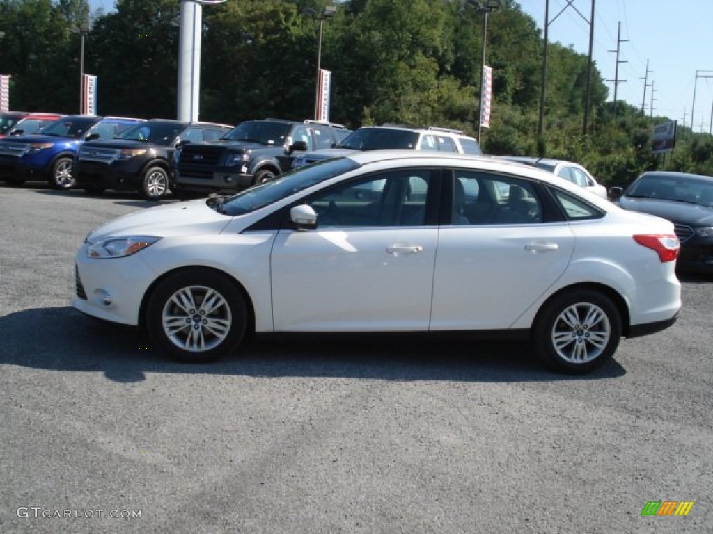 2012 Focus SEL Sedan - White Platinum Tricoat Metallic / Stone photo #5