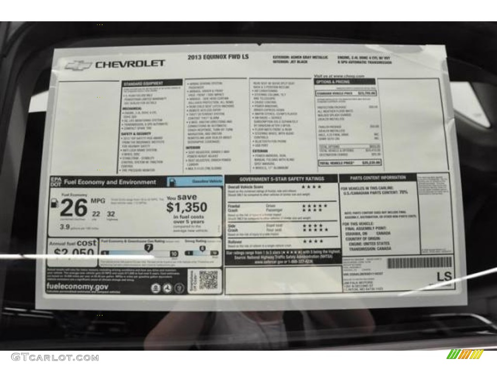 2013 Chevrolet Equinox LS Window Sticker Photos