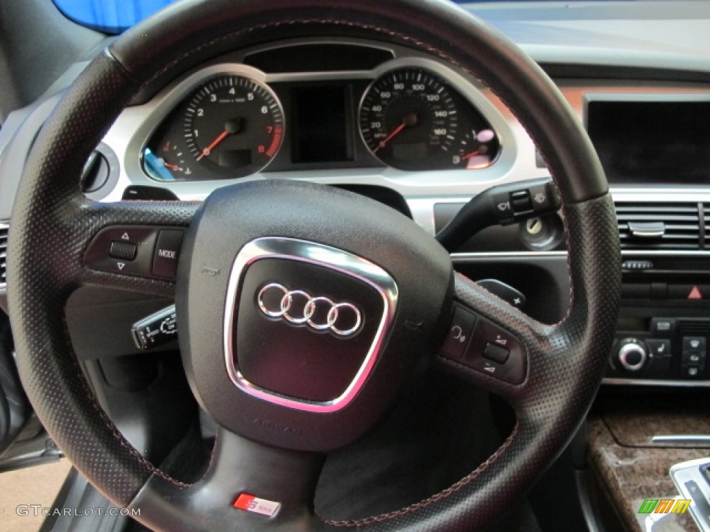 2008 Audi A6 3.2 quattro Sedan Black Steering Wheel Photo #70049668