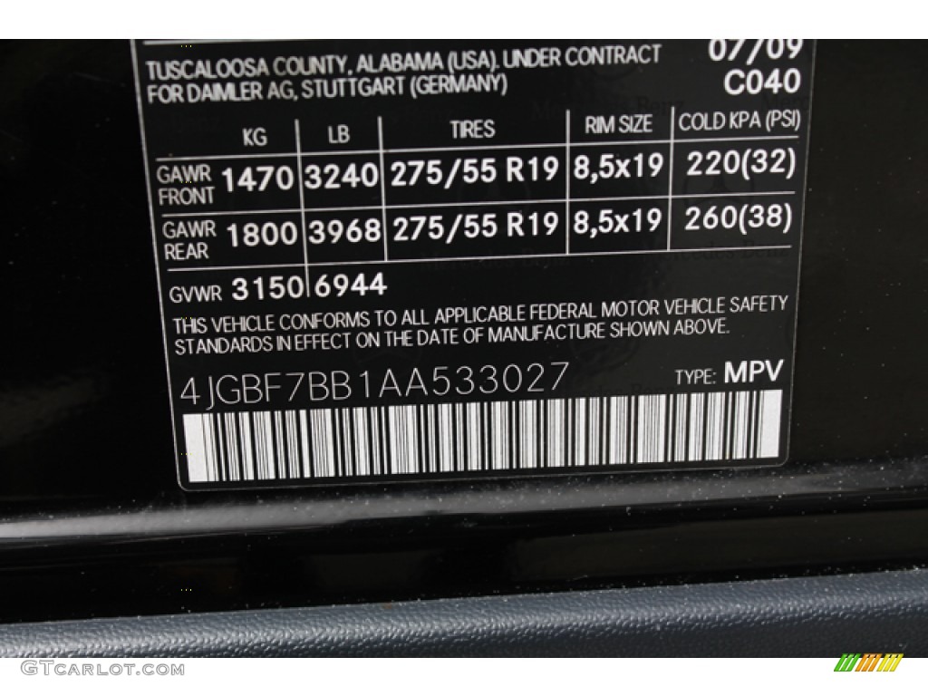 2010 GL Color Code 040 for Black Photo #70050420