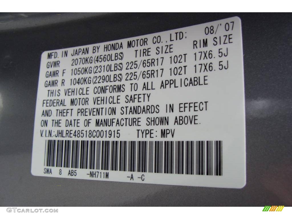 2008 CR-V EX 4WD - Whistler Silver Metallic / Black photo #13