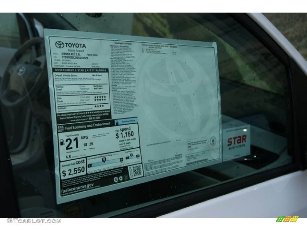 2013 Toyota Sienna XLE Window Sticker Photo #70063225