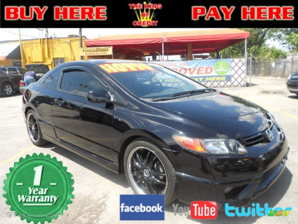 2008 Civic LX Coupe - Nighthawk Black Pearl / Gray photo #1