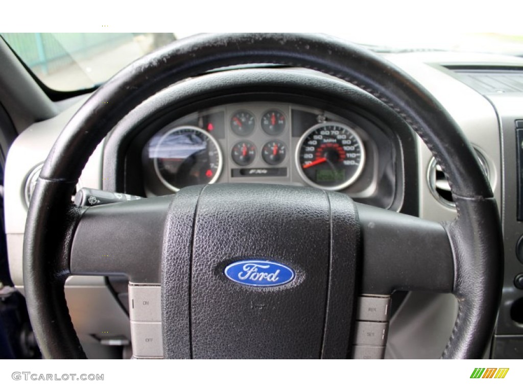 2007 Ford F150 FX4 SuperCrew 4x4 Black/Medium Flint Steering Wheel Photo #70066797
