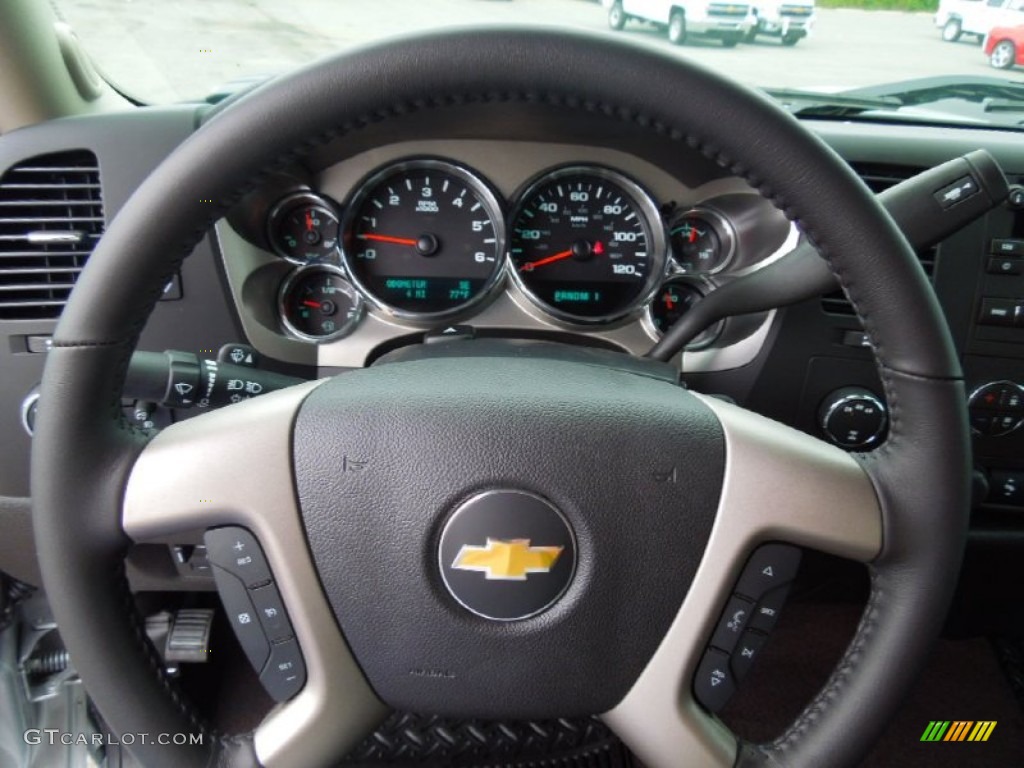 2013 Chevrolet Silverado 2500HD LT Extended Cab 4x4 Ebony Steering Wheel Photo #70072075