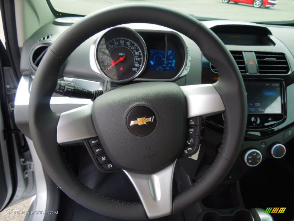 2013 Chevrolet Spark LT Light Titanium/Silver Steering Wheel Photo #70072744