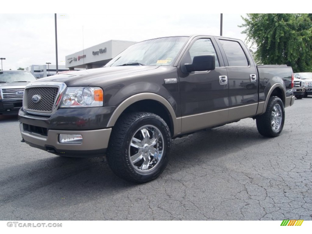 2005 F150 Lariat SuperCrew 4x4 - Dark Stone Metallic / Tan photo #6