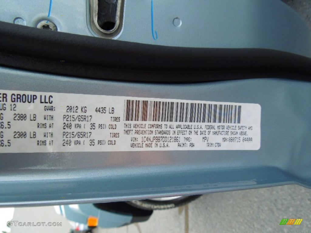 2013 Patriot Color Code PBA for Winter Chill Pearl Photo #70074878