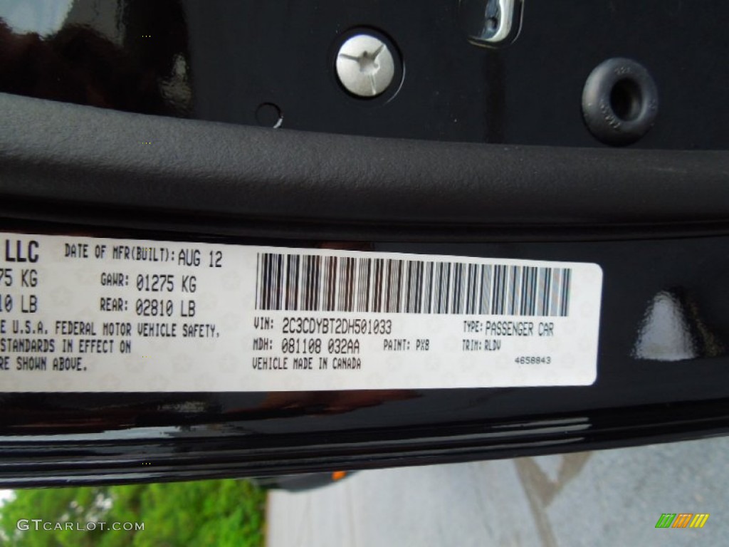 2013 Challenger Color Code PX8 for Pitch Black Photo #70075658