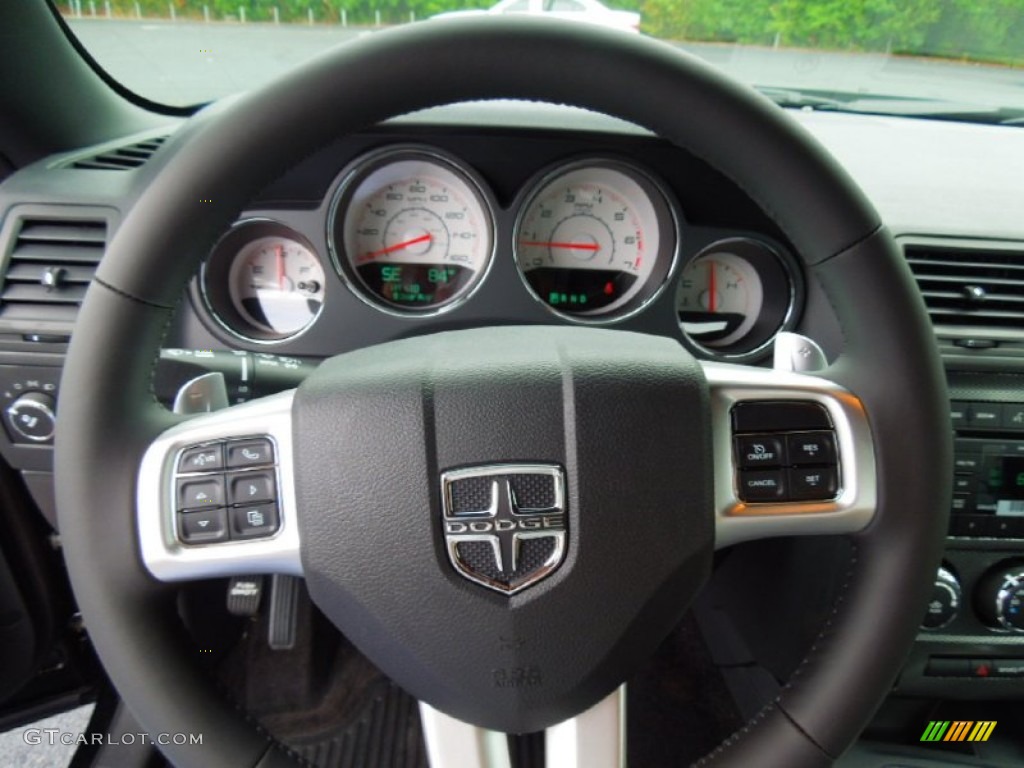 2013 Dodge Challenger R/T Dark Slate Gray Steering Wheel Photo #70075709
