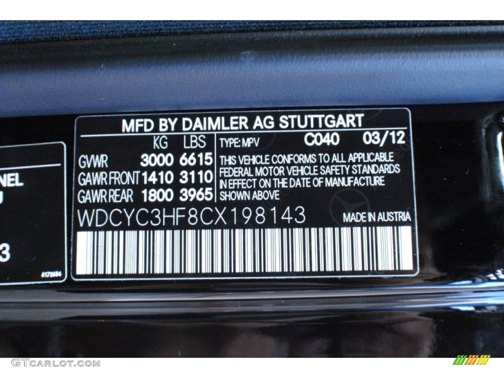 2012 G Color Code 040 for Black Photo #70076459