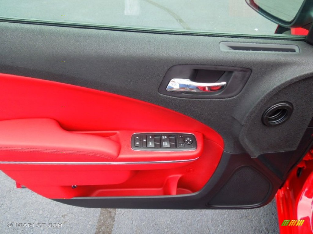 2013 Dodge Charger SXT Black/Red Door Panel Photo #70076486