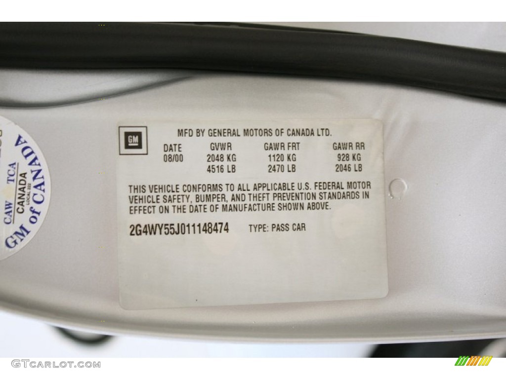 2001 Buick Century Limited Info Tag Photos