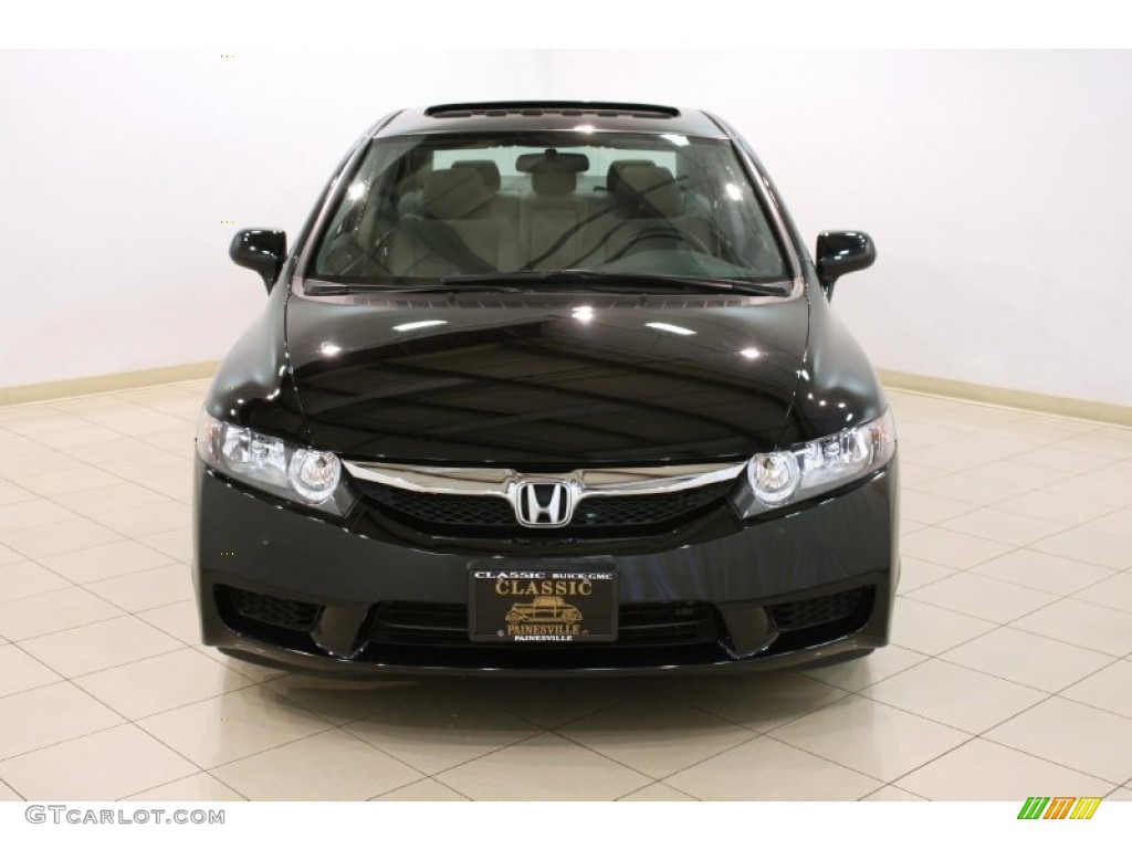 2010 Civic EX Sedan - Crystal Black Pearl / Gray photo #2