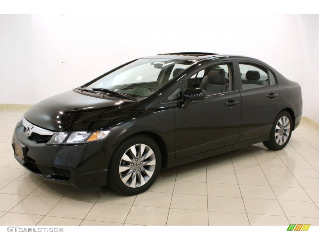 2010 Civic EX Sedan - Crystal Black Pearl / Gray photo #3