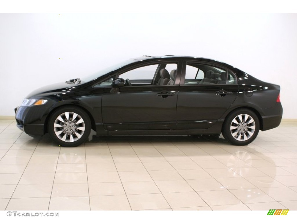 2010 Civic EX Sedan - Crystal Black Pearl / Gray photo #4