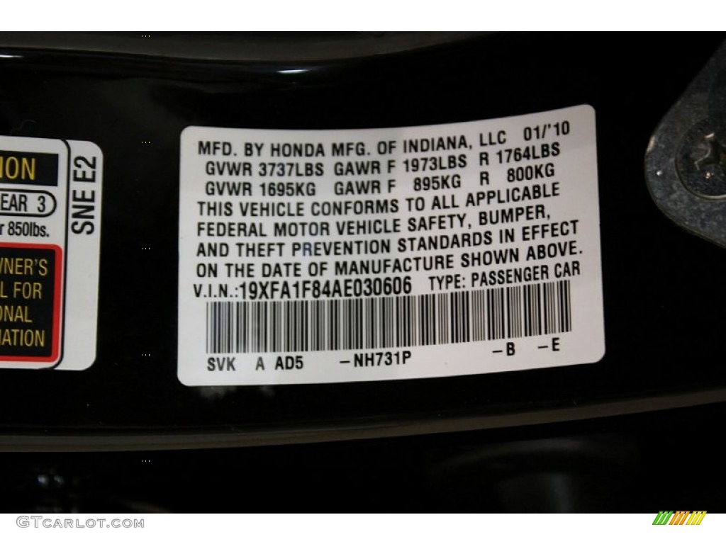 2010 Civic EX Sedan - Crystal Black Pearl / Gray photo #23