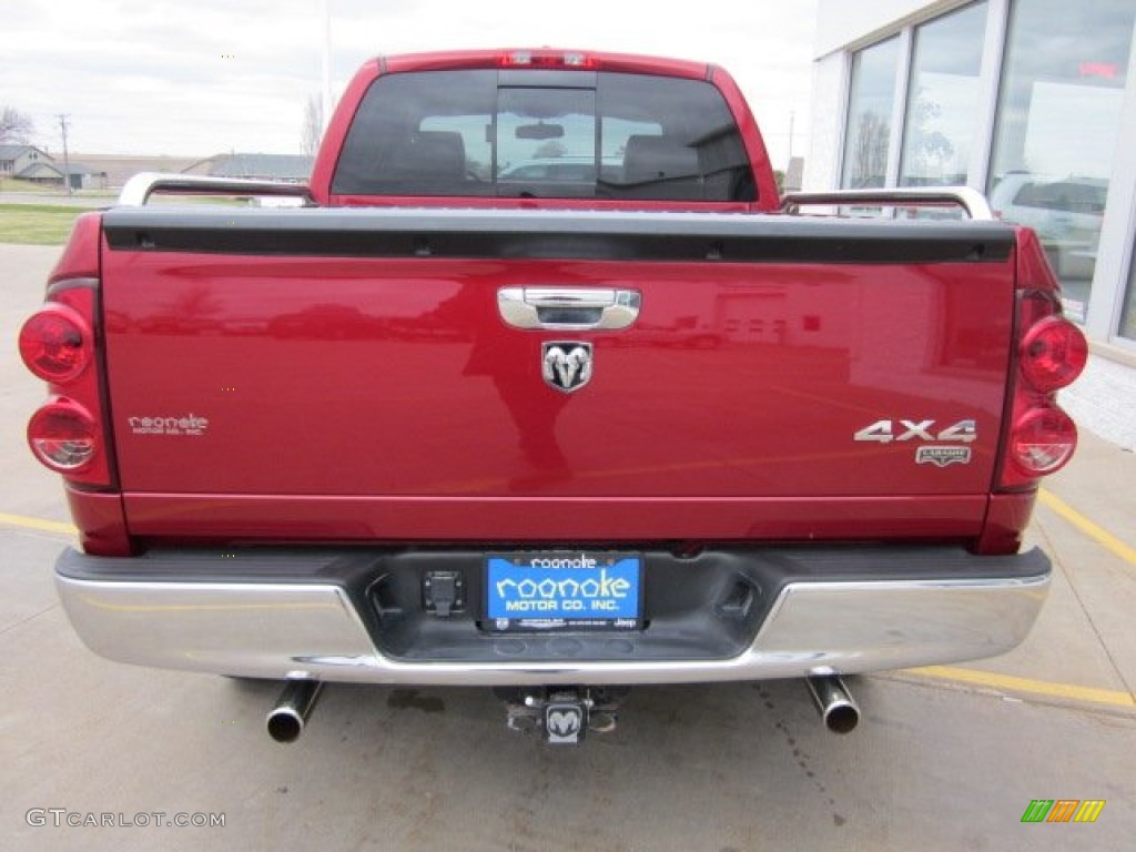 2007 Ram 1500 Laramie Quad Cab 4x4 - Inferno Red Crystal Pearl / Khaki Beige photo #4