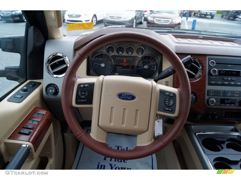 2011 Ford F250 Super Duty King Ranch Crew Cab 4x4 Chaparral Leather Steering Wheel Photo #70087050