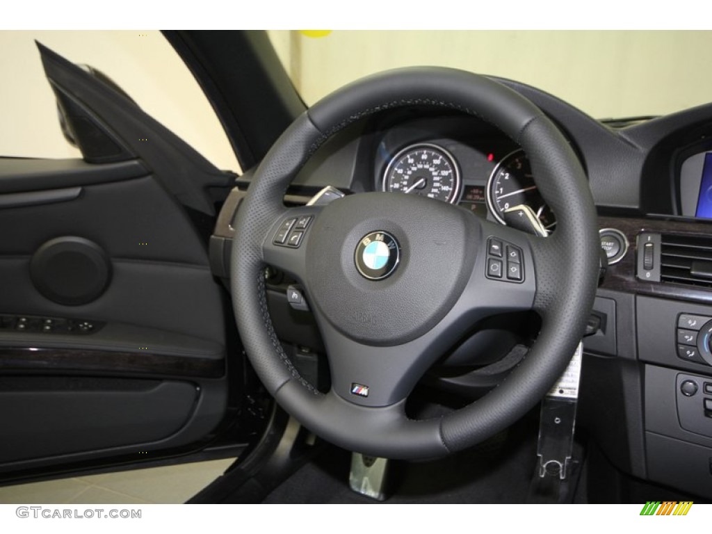 2013 BMW 3 Series 335i Convertible Black Steering Wheel Photo #70089966