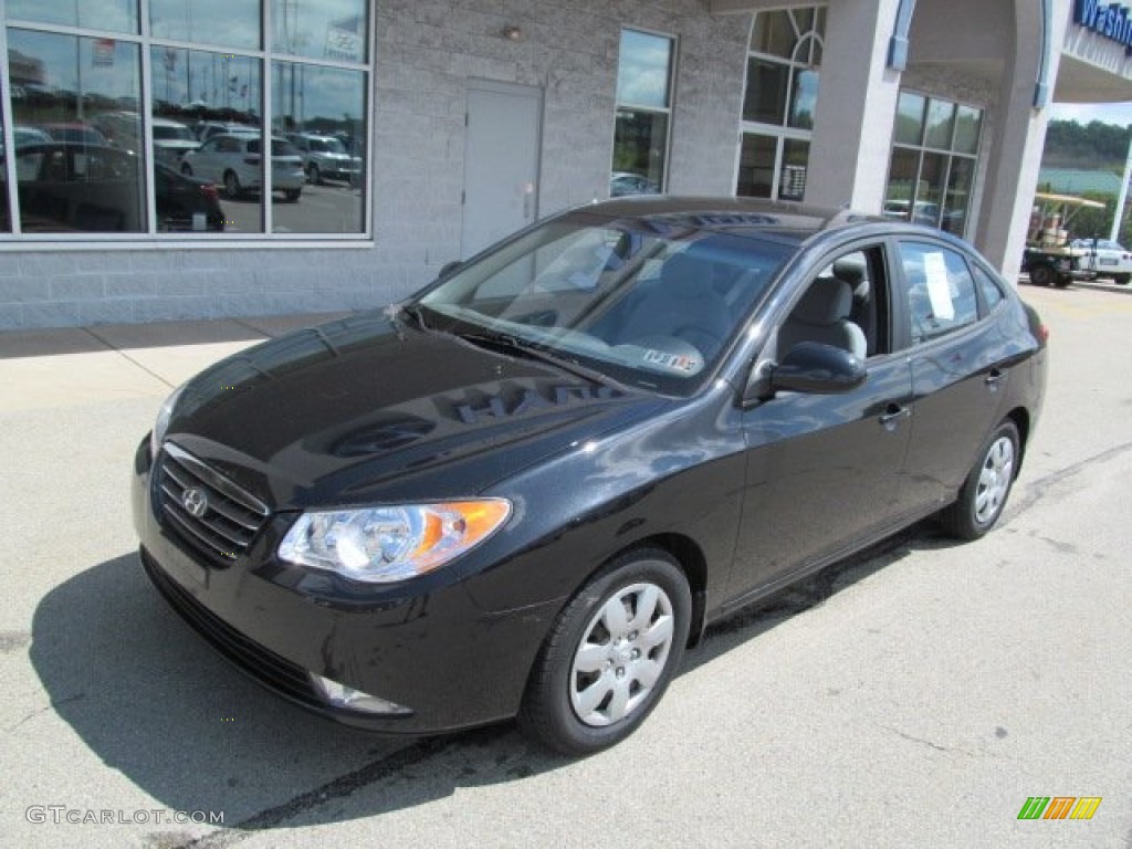 2009 Elantra GLS Sedan - Black Pearl / Gray photo #2