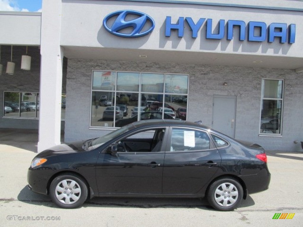 2009 Elantra GLS Sedan - Black Pearl / Gray photo #3