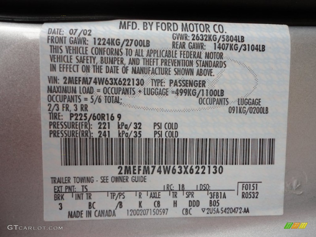 2003 Grand Marquis Color Code TS for Silver Frost Metallic Photo #70099119