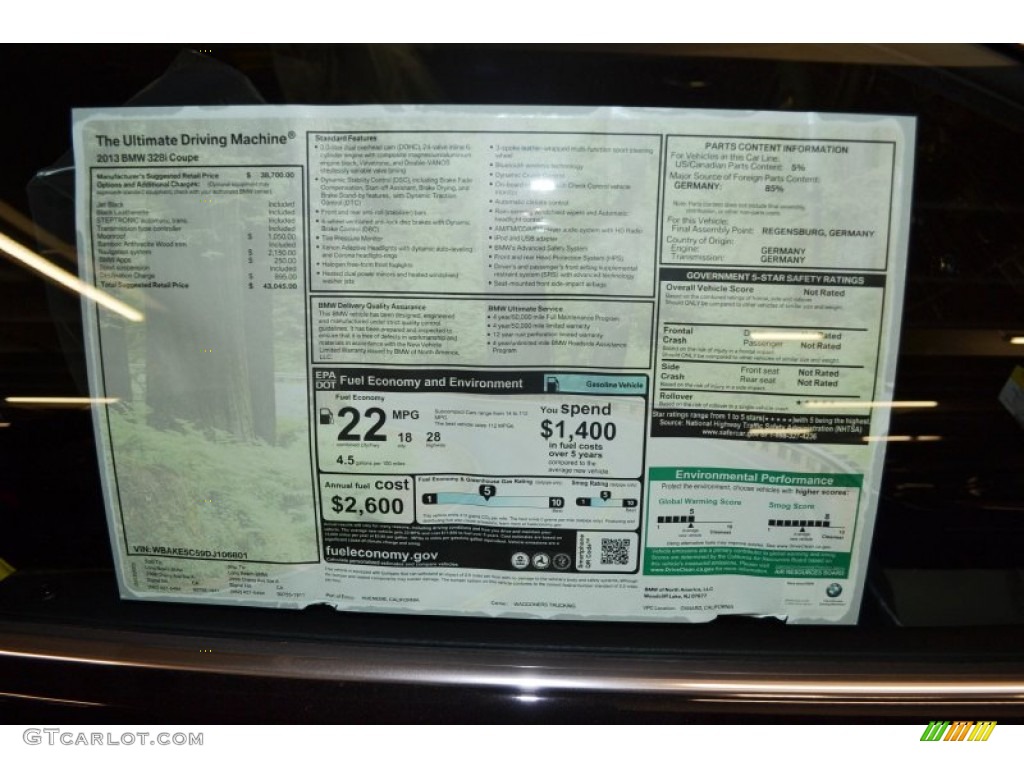 2013 3 Series 328i Coupe - Jet Black / Black photo #3